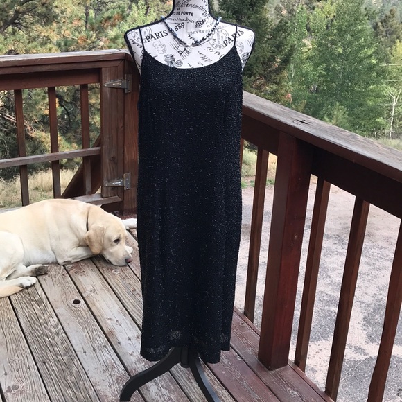 Sparkling Marina Black Beaded Party Dress Size 14 - Picture 2 of 12